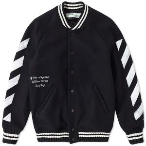 Off-White Brushed Diagonal Varsity Jacket